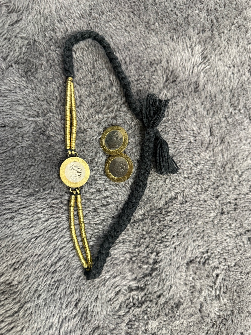 Black and Gold Braided Coin choker necklace- Women Accessories